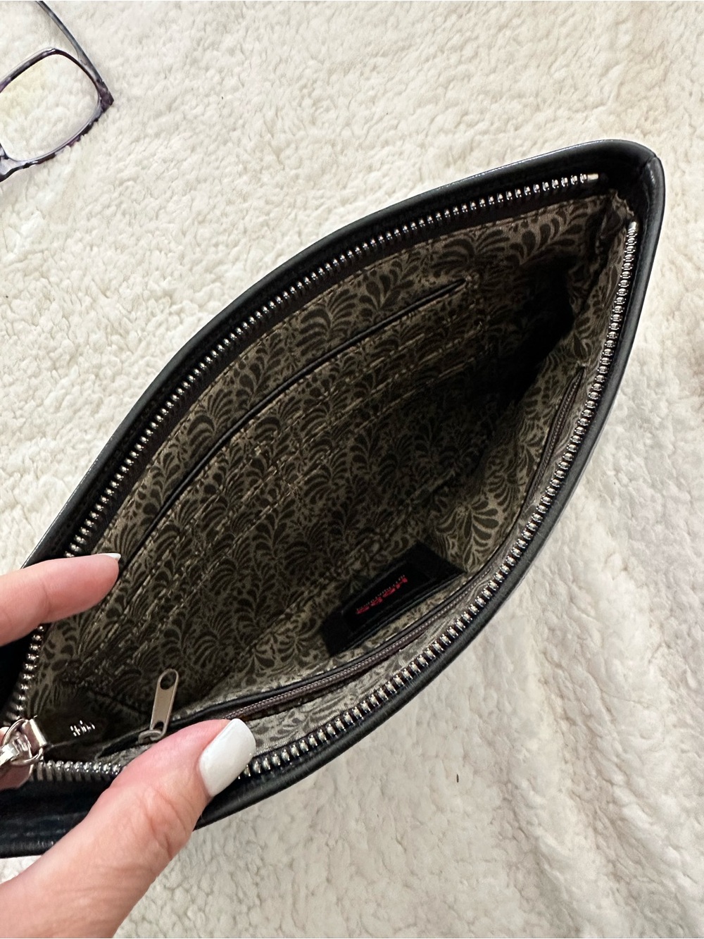 HOBO Black Leather Zip Toiletry Pouch - Picture 5 of 5